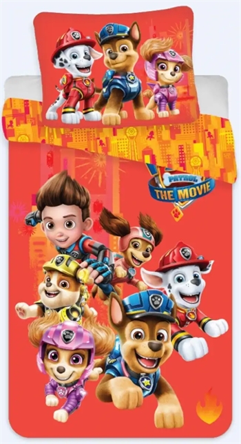 Billede af Paw Patrol The Movie sengetøj 100x140 cm - Paw Patrol junior sengetøj - 2 i 1 design - 100% bomuld